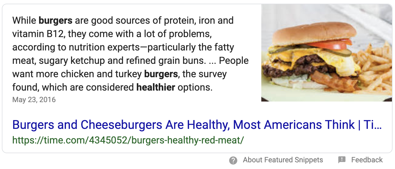 Google Answer Box Simple Question Response